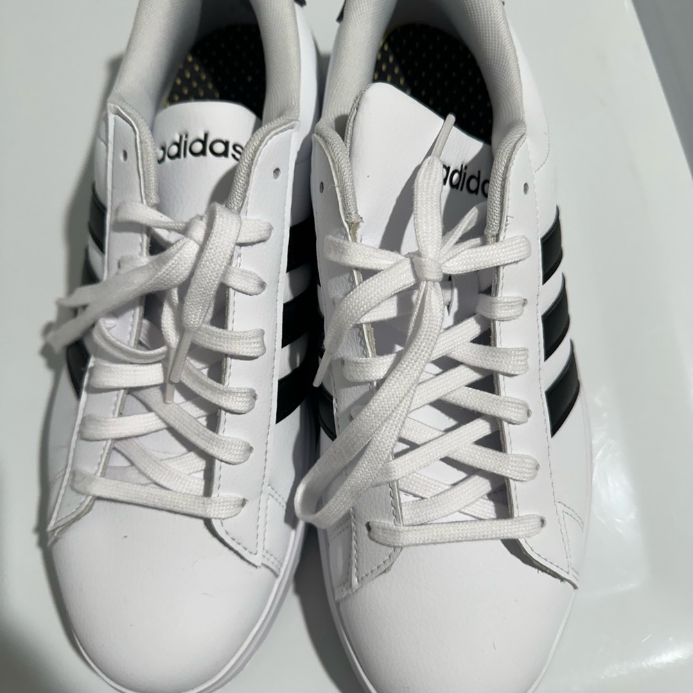Adidas Classic White Sneakers with Black Stripes